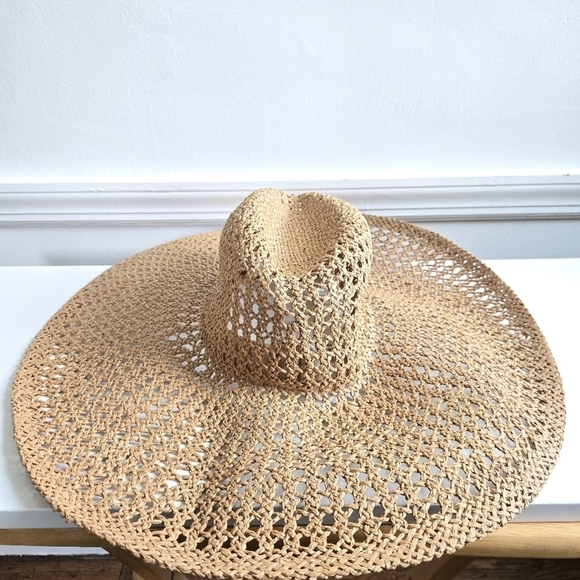 New Vineyard Vines Cane Weave Cappuccino Woven 100% Toyo Straw Sun Hat One Size main image 7